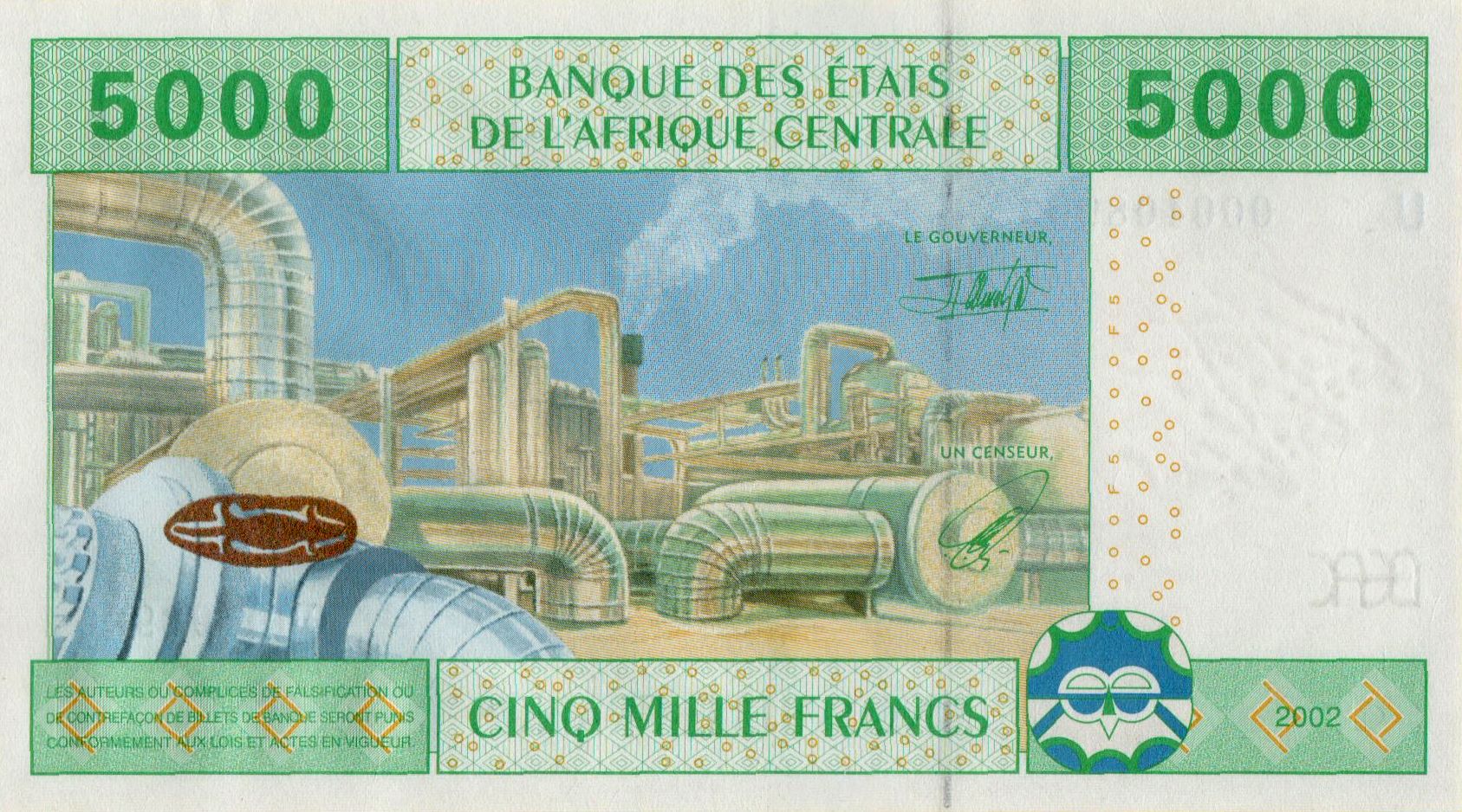 Cameroon (C.A.S) 5000 2002 UNC P-209U/a